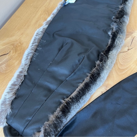 LUISA SPAGNOLI RABBIT FUR SCARF SILK LINED ADJ TIE FRONT OLD MONEY ELEGANT VTG - Picture 11 of 12